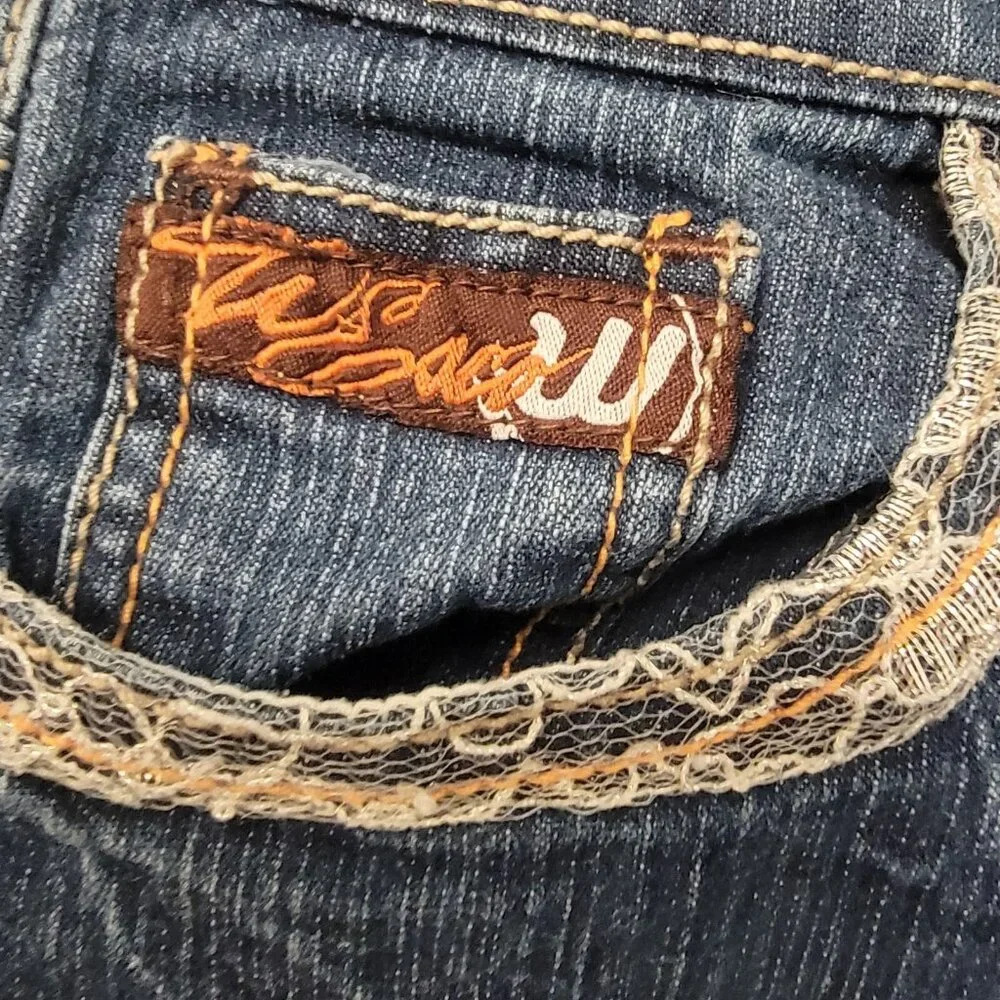 Willie Esco Jeans Girls Sz 6X Hip Hop Y2K Street Dark‎ Wash Denim Embellished